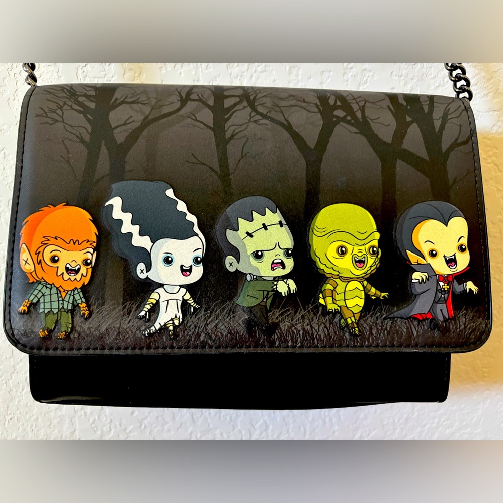 Loungefly Universal Monsters Chibi Crossbody With Metal Chain Strap